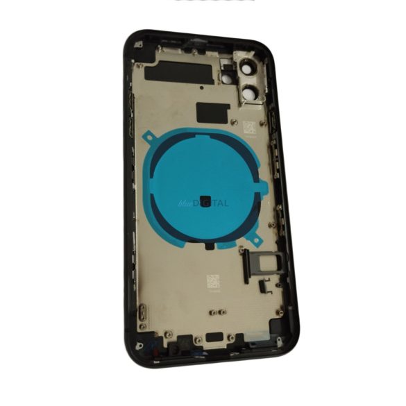 iPhone 11 (6.1") készülék hátlap, kamera lencsével / sim tálcával, akkufedél, fekete, magas minőségű