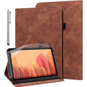 Samsung Galaxy Tab A7 műbőr tablet könyvtok, érintő ceruzával, kitámasztható, barna (+ AJÁNDÉK FÓLIÁVAL), SM-T500, Glandotu
