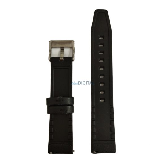 Colmi okosóra szíj, szilikon / műbőr, fekete, 20mm, Leather Strap