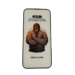 iPhone 14 Pro (6.1") előlapi üvegfólia, edzett, fekete keret, 9H, full cover, ESD (csomagolás és kiegészítők nélkül)