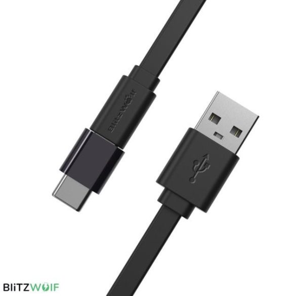 Micro USB adatkábel Type-C átalakítóval, fekete, 1m, 2A, Blitzwolf BW-MT2 