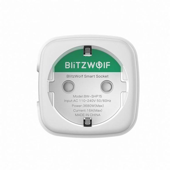 Zigbee 3.0 wifis okos aljzat, fogyasztásmérővel, 220V / 16A, fehér, Blitzwolf BW-SHP15