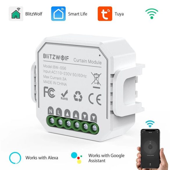 Blitzwolf BW-SS6 Wifis okos függöny kapcsoló modul