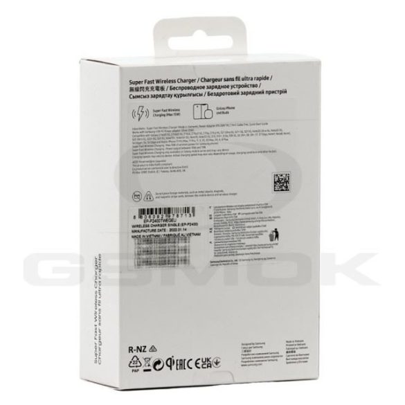 Vezeték nélküli töltő Samsung Ep-P2400Twegeu 15W Fehér eredeti dobozban