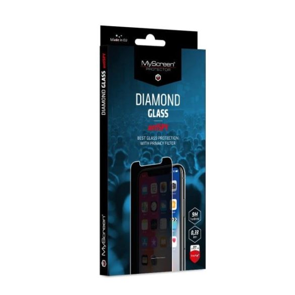 Iphone 14 Plus -Myscreen Diamond Glass Lite gyémántüveg Lite Edge Antispy teljes képernyős kijelzővédő fekete