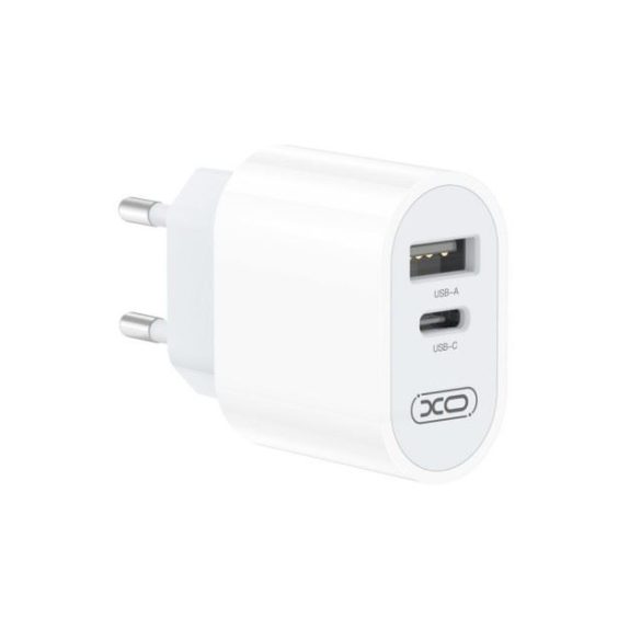 Xo L97 hálózati töltő 1xUSB-A és 1xUSB-C csatlakozóval 2.4A fehér