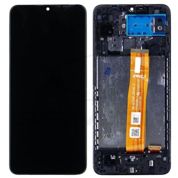 LCD kijelző érintőpanellel és előlapi kerettel Samsung Galaxy A12 fekete