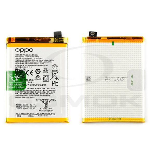 Akkumulátor Oppo Reno5 F/F19 Pro/Reno5 Lite/A94 4G [Blp835/4906794] 4310mAh (gyári)