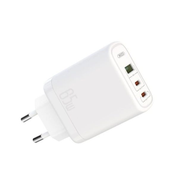 XO Ce04 hálózati töltő 1xUSB-A és 2xType-C bemenettel Pd 65W fehér