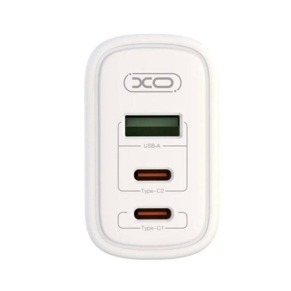 XO Ce04 hálózati töltő 1xUSB-A és 2xType-C bemenettel Pd 65W fehér