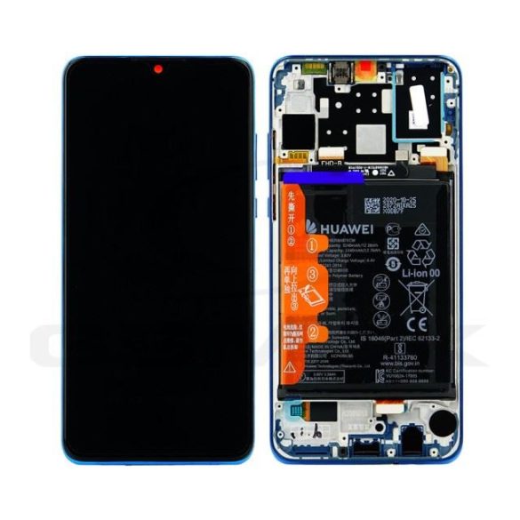 Lcd + érintőkijelző Huawei P30 Lite New Edition Mar-L21Bx kerettel és akkumulátorral Páva kék 02353Fqe 02353Dqs eredeti szervizcsomaggal