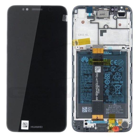 LCD kijelző érintőpanellel és előlapi kerettel és akkumulátorral Huawei Y5 2018 fekete [02351Xhu] (gyári)