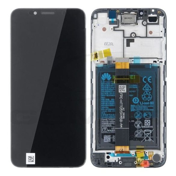 Lcd + érintőkijelző Huawei Y5P keret és akkumulátor fekete 02353Rjp eredeti szervizcsomaggal