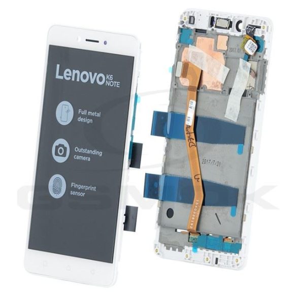 LCD kijelző érintőpanellel és előlapi kerettel Lenovo K6 Note fehér [5D68C06716] (gyári)