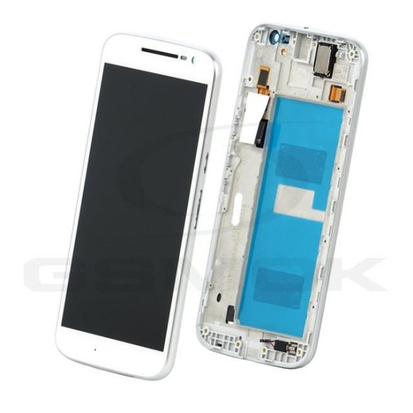 LCD kijelző érintőpanellel és előlapi kerettel Motorola Moto G4 fehér [01018859010Wr] (gyári)