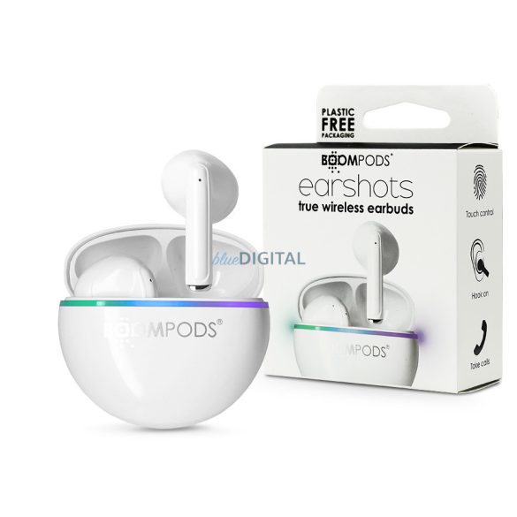 Boompods TWS Bluetooth sztereó headset v5.3 + töltőtok - Boompods EarShots TWS with Charging Case - fehér