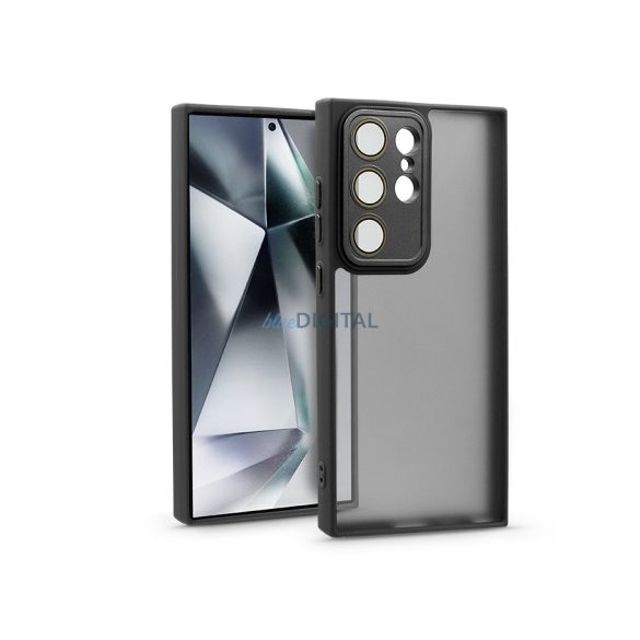 Samsung SM-S928 Galaxy S24 Ultra hátlap kameravédő peremmel, lencsevédő üveggel - Variete - fekete