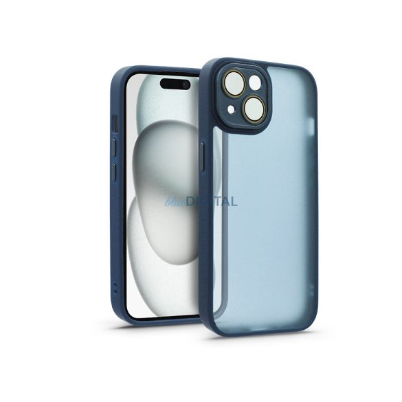 Apple iPhone 15 hátlap kameravédő peremmel, lencsevédő üveggel - Variete -      sötétkék