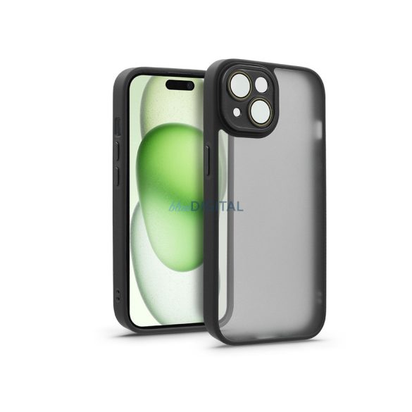 Apple iPhone 15 Plus hátlap kameravédő peremmel, lencsevédő üveggel - Variete - fekete
