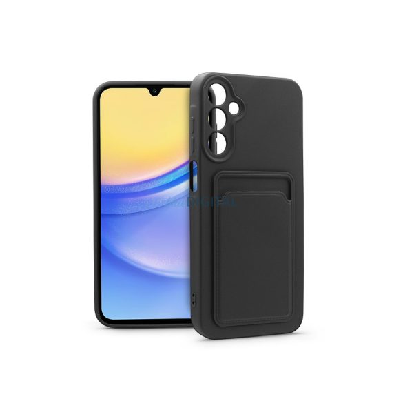 Samsung A155 Galaxy A15 4G/Galaxy A15 5G szilikon hátlap kártyatartóval - Card  Case - fekete