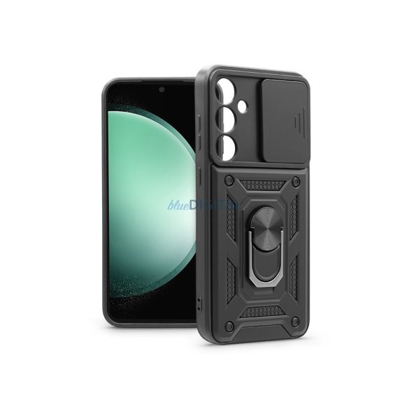Samsung SM-S711 Galaxy S23 FE ütésálló hátlap gyűrűvel és kameravédővel - Slide Armor - fekete