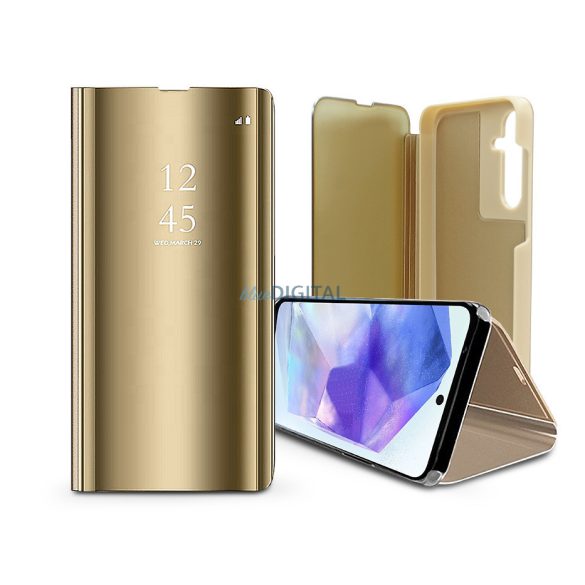 Smart Clear View oldalra nyíló flipes tok - Samsung SM-A556 Galaxy A55 - arany