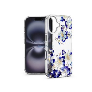 Haffner IMD Floral szilikon tok - Apple iPhone 16 - átlátszó