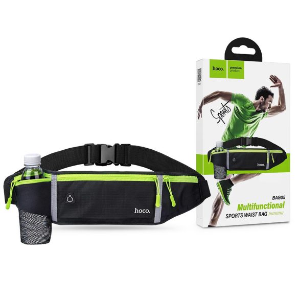 HOCO univerzális övtáska sportoláshoz, túrázáshoz - HOCO Bag05 Multifunctional  Sports Waist Bag - fekete/zöld