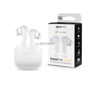 Boompods TWS Bluetooth sztereó headset v5.0 + töltőtok - Boompods Bassline Hush TWS with Charging Case - fehér