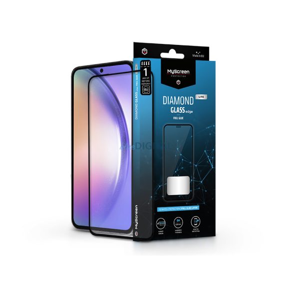 Samsung SM-A556 Galaxy A55 edzett üveg képernyővédő fólia - MyScreen Protector  Diamond  Glass Lite Edge2.5D Full Glue - fekete