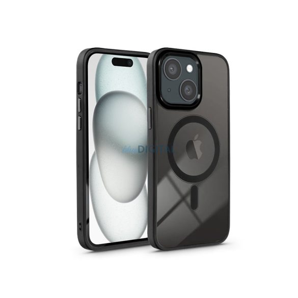 Apple iPhone 15 szilikon hátlap - Edge Mag Cover - fekete/átlátszó
