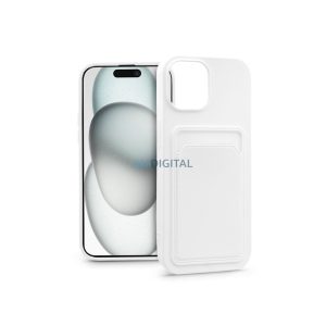 Apple iPhone 15 szilikon hátlap kártyatartóval - Card Case - fehér