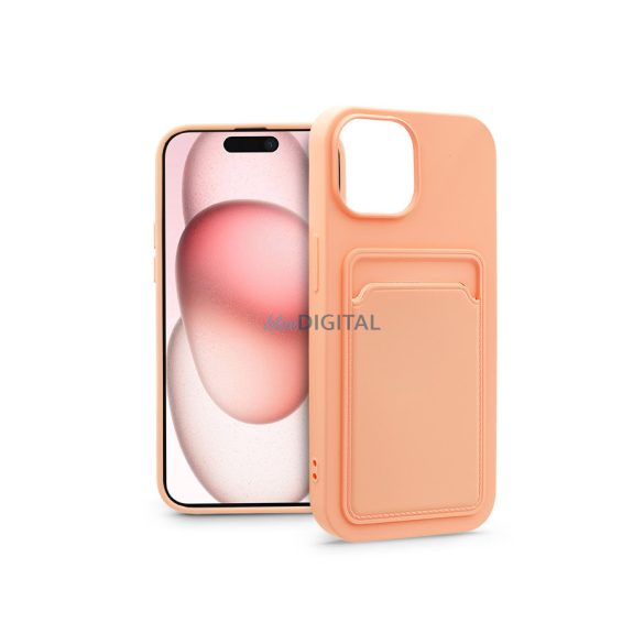 Apple iPhone 15 szilikon hátlap kártyatartóval - Card Case - rózsaszín