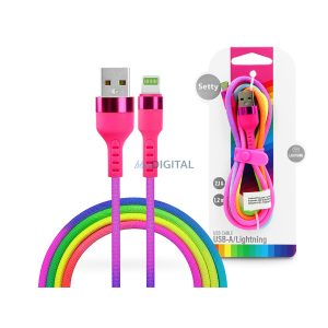 Setty USB - Lightning adat- és töltőkábel 1,2 m-es vezetékkel - Setty Rainbow - 5V/2,1A