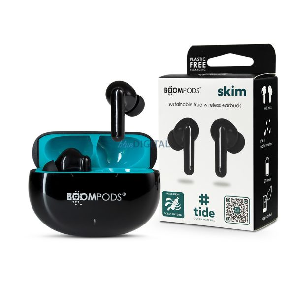 Boompods TWS Bluetooth sztereó headset v5.3 + töltőtok - Boompods Skim Ocean TWS with Charging Case - fekete