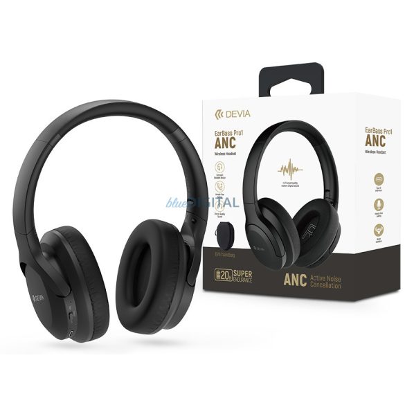 Devia EarBass Pro1 ANC Bluetooth sztereó fejhallgató beépített mikrofonnal - fekete