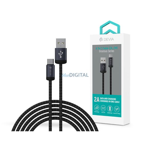 Devia Gracious Series v2 10W USB/Type-C adat-és töltőkábel 2m - fekete