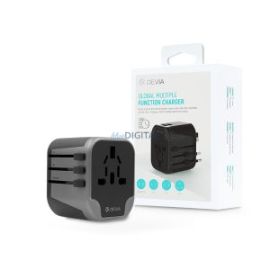 Devia többfunkciós globális hálózati töltő utazó adapter (UK/EU/USA/USA/Japán/AU) - Devia Global Multiple Function Charger - fekete