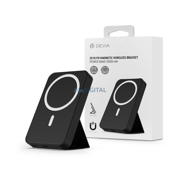 Devia Extreme Speed Series Magnetic PD 20W powerbank/állvány - Lightning/Type-C - 5000 mAh - fekete