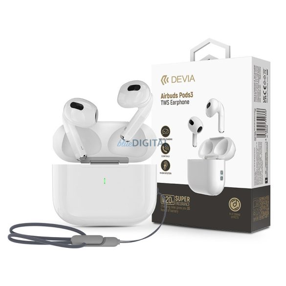 Devia TWS Bluetooth sztereó headset v5.3 + töltőtok - Devia Airbuds Pods3 TWS   Wireless Earphone with Charging Case - fehér