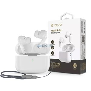 Devia TWS Bluetooth sztereó headset v5.3 + töltőtok - Devia Airbuds Pods2 TWS   Wireless Earphone with Charging Case - fehér