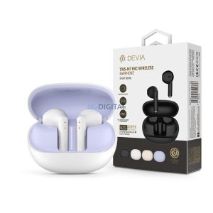 Devia TWS Bluetooth sztereó headset v5.3 + töltőtok - Devia TWS-M7 ENC Wireless Earphone with Charging Case - fehér