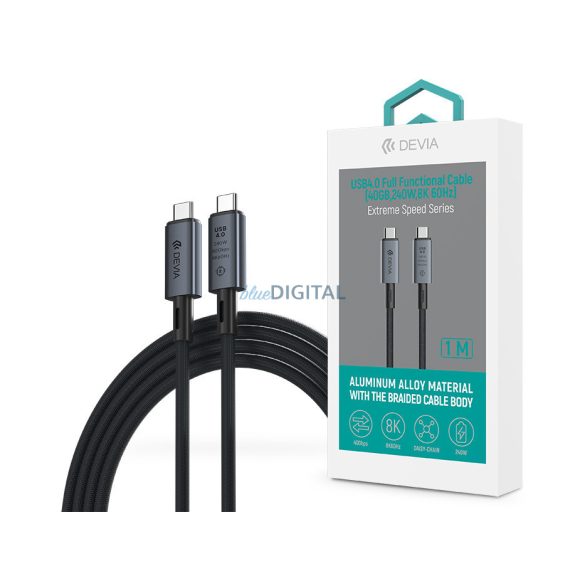 Devia Extreme Speed Series USB4.0 40 Gbps 240W PD Type-C/Type-C adat- és töltőkábel 1m - fekete