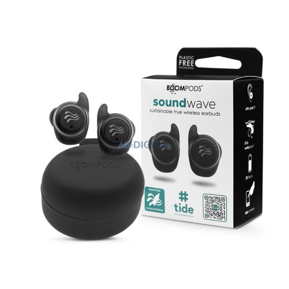 Boompods TWS Bluetooth sztereó headset v5.3 + töltőtok - Boompods Soundwave     Ocean TWS with Charging Case - fekete