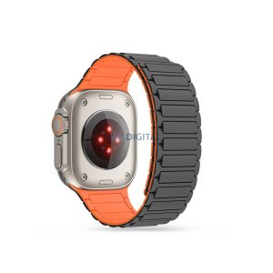 Apple Watch szilikon sport óraszíj - Tech-Protect IconBand Magnetic -           42/44/45/49 mm - titánium/narancs