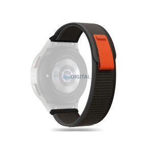 Samsung Galaxy Watch 4 / 5 / 5 Pro / 6 / 7 / FE nylon 20 mm-es sportszíj -      40/42/43/44/45/46/47 mm - fekete/narancs (ECO csomagolás)