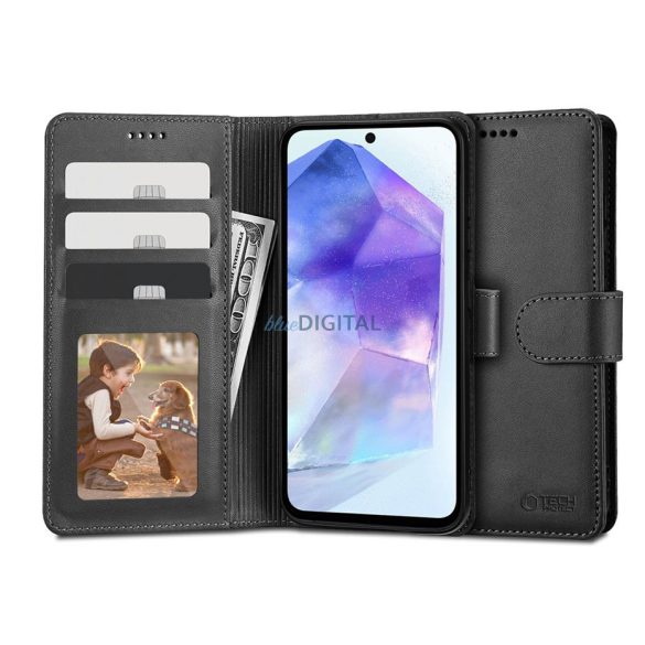 Tech-Protect Wallet Book Flip bőrtok - Samsung SM-A556 Galaxy A55 - fekete