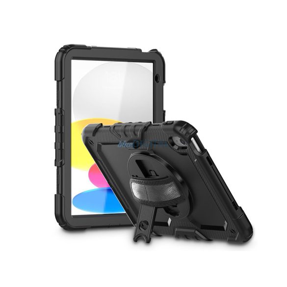 Apple iPad 10.9 (2022) ütésálló tablet tok 360 fokos védelemmel, 4H kijelzővédő üveggel - Tech-Protect Solid 360 - fekete (ECO csomagolás)