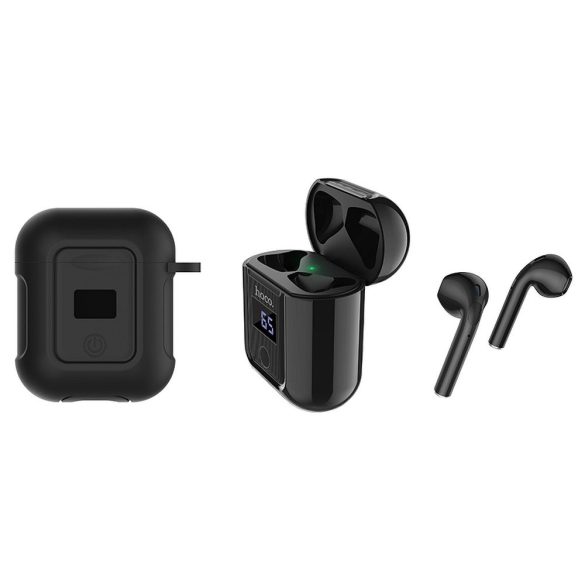 HOCO Bluetooth sztereó TWS headset v5.0 Apple Lightning + szilikon védőtok - HOCO S11 Melody Wireless Headset - fekete