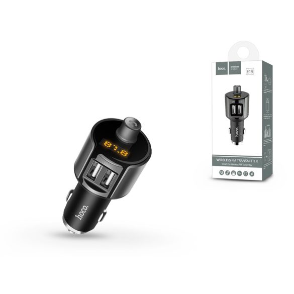Hoco Bluetooth FM-transmitter / szivargyújtó töltő/kihangosító - 2xUSB - Hoco E19 - fekete